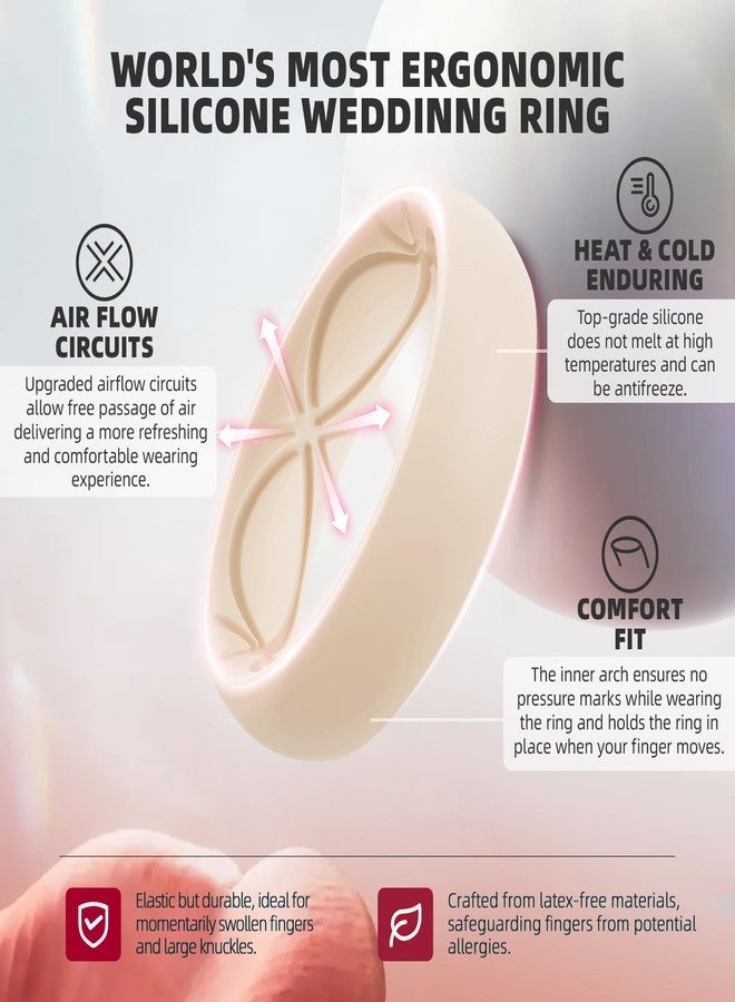 Egnaro 4/5/8 Variety Multipack Ergonomic Breathable Anniversary Rings, 6mm Wide - 2mm Thick Rubber Wedding bands women, silicone Rings Women with Half Size - Image 2